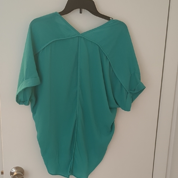Decree Teal V-Neck Blouse - Picture 4 of 4